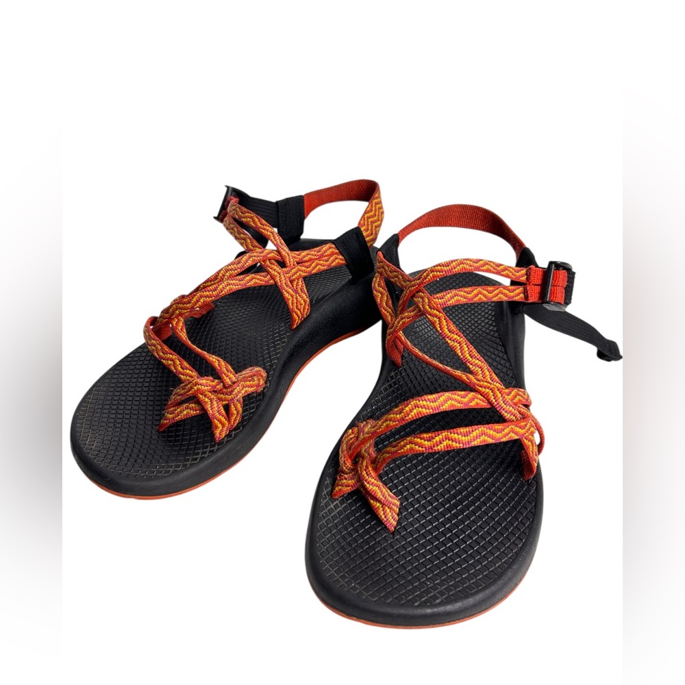 Chaco Black Sandals with Orange and Red Straps